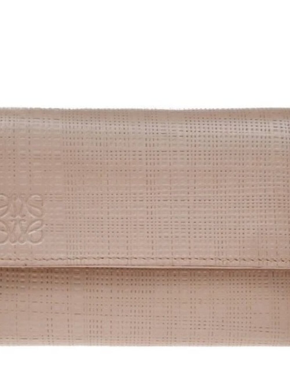 LOEWE Logo Anagram Trifold Wallet Embossing Leather Pink Spain GHW 65KD398